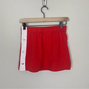 Silence + Noise Red and White Snap Button Retro Ultra Mini Skirt